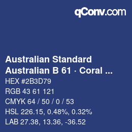 Farbcode: Australian Standard - Australian B 61 · Coral Sea | qconv.com