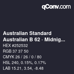 カラーコード: Australian Standard - Australian B 62 · Midnight Blue | qconv.com