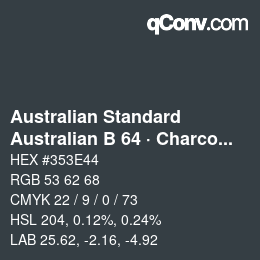 Color code: Australian Standard - Australian B 64 · Charcoal | qconv.com