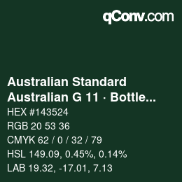 Farbcode: Australian Standard - Australian G 11 · Bottle Green | qconv.com