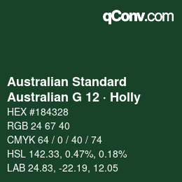 Farbcode: Australian Standard - Australian G 12 · Holly | qconv.com