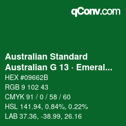 Código de color: Australian Standard - Australian G 13 · Emerald | qconv.com