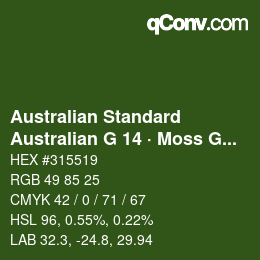カラーコード: Australian Standard - Australian G 14 · Moss Green | qconv.com