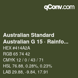 Code couleur: Australian Standard - Australian G 15 · Rainforest Green | qconv.com