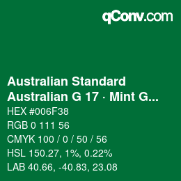 カラーコード: Australian Standard - Australian G 17 · Mint Green | qconv.com