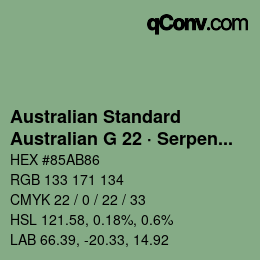 カラーコード: Australian Standard - Australian G 22 · Serpentine | qconv.com