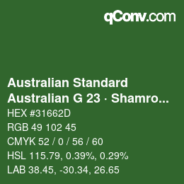 Código de color: Australian Standard - Australian G 23 · Shamrock | qconv.com