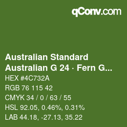 Farbcode: Australian Standard - Australian G 24 · Fern Green | qconv.com