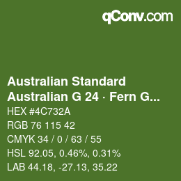 カラーコード: Australian Standard - Australian G 24 · Fern Green | qconv.com