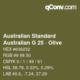 Farbcode: Australian Standard - Australian G 25 · Olive | qconv.com