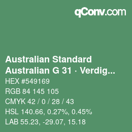 カラーコード: Australian Standard - Australian G 31 · Verdigris | qconv.com