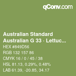 Farbcode: Australian Standard - Australian G 33 · Lettuce | qconv.com