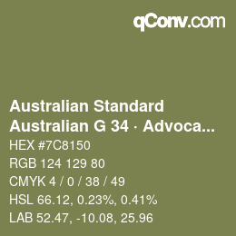 Farbcode: Australian Standard - Australian G 34 · Advocado | qconv.com