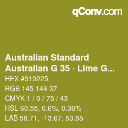 Farbcode: Australian Standard - Australian G 35 · Lime Green | qconv.com