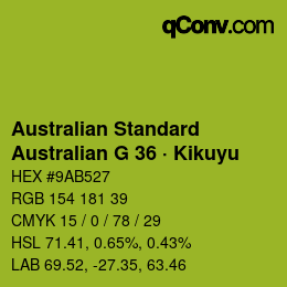 Código de color: Australian Standard - Australian G 36 · Kikuyu | qconv.com