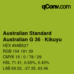 Code couleur: Australian Standard - Australian G 36 · Kikuyu | qconv.com