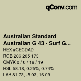 Color code: Australian Standard - Australian G 43 · Surf Green | qconv.com