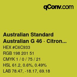 Color code: Australian Standard - Australian G 46 · Citronella | qconv.com