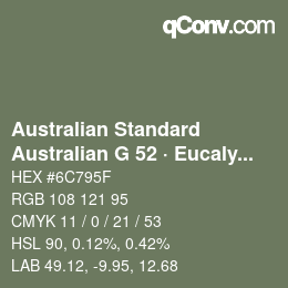 カラーコード: Australian Standard - Australian G 52 · Eucalyptus | qconv.com