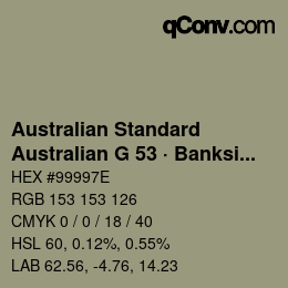 Color code: Australian Standard - Australian G 53 · Banksia | qconv.com