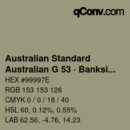 Código de color: Australian Standard - Australian G 53 · Banksia | qconv.com