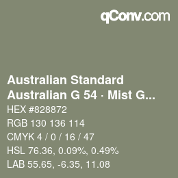 Code couleur: Australian Standard - Australian G 54 · Mist Green | qconv.com