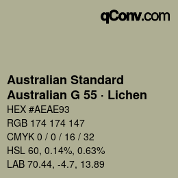 カラーコード: Australian Standard - Australian G 55 · Lichen | qconv.com