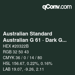 Color code: Australian Standard - Australian G 61 · Dark Green | qconv.com