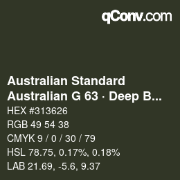 颜色代码: Australian Standard - Australian G 63 · Deep Bronze Green | qconv.com