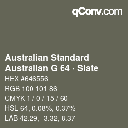 Color code: Australian Standard - Australian G 64 · Slate | qconv.com