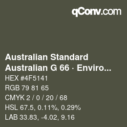 カラーコード: Australian Standard - Australian G 66 · Environment Green | qconv.com