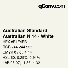 Code couleur: Australian Standard - Australian N 14 · White | qconv.com