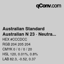 Code couleur: Australian Standard - Australian N 23 · Neutral Grey | qconv.com