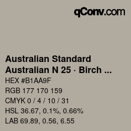 Color code: Australian Standard - Australian N 25 · Birch Grey | qconv.com