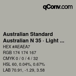 Farbcode: Australian Standard - Australian N 35 · Light Grey | qconv.com