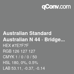 カラーコード: Australian Standard - Australian N 44 · Bridge Grey | qconv.com