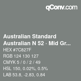 Farbcode: Australian Standard - Australian N 52 · Mid Grey | qconv.com
