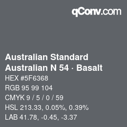 Color code: Australian Standard - Australian N 54 · Basalt | qconv.com