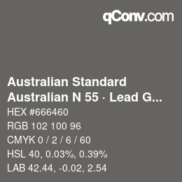 Farbcode: Australian Standard - Australian N 55 · Lead Grey | qconv.com