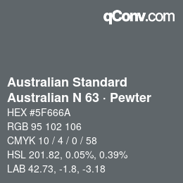 Color code: Australian Standard - Australian N 63 · Pewter | qconv.com