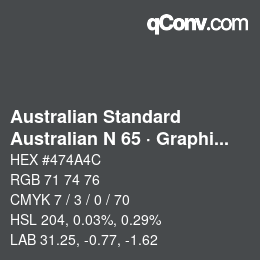 Farbcode: Australian Standard - Australian N 65 · Graphite Grey | qconv.com