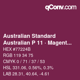 Farbcode: Australian Standard - Australian P 11 · Magenta | qconv.com