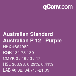 颜色代码: Australian Standard - Australian P 12 · Purple | qconv.com