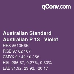 Código de color: Australian Standard - Australian P 13 · Violet | qconv.com