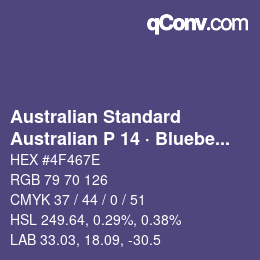 Code couleur: Australian Standard - Australian P 14 · Blueberry | qconv.com