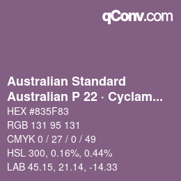 Código de color: Australian Standard - Australian P 22 · Cyclamen | qconv.com