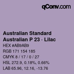 Code couleur: Australian Standard - Australian P 23 · Lilac | qconv.com