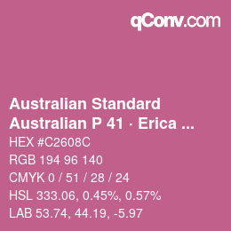 Código de color: Australian Standard - Australian P 41 · Erica Pink | qconv.com