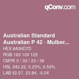 Code couleur: Australian Standard - Australian P 42 · Mulberry | qconv.com