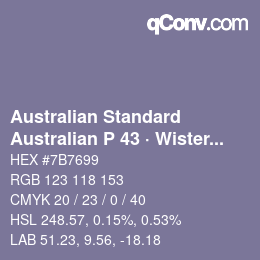Código de color: Australian Standard - Australian P 43 · Wisteria | qconv.com